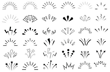 Doodle line sparkles and rays atmosphere for various design projects Vector