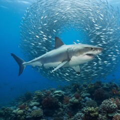 Naklejka premium shark in the sea