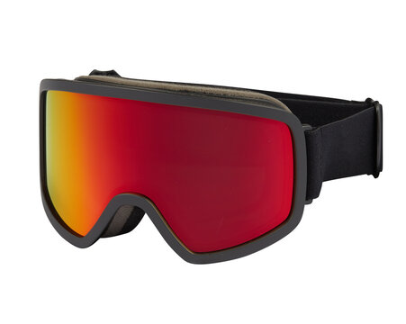 Orange red snow ski goggles cut out isolated transparent background