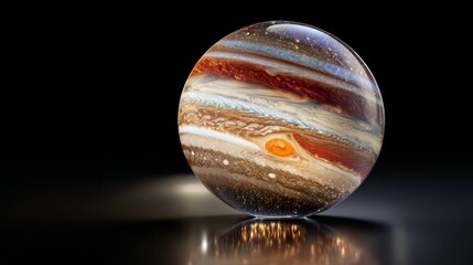 Detailed artistic representation of planet jupiter with colorful bands and great red spot