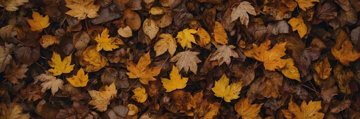 Obraz premium Autumn Maple Leaves on Ground in Fall Colors