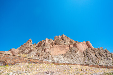 The scenic view of the Doğubayazıt Castle, located 7 km from the city center, is situated on a...