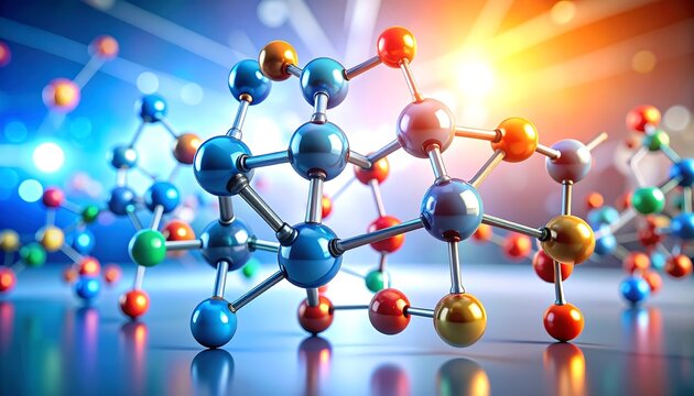 Colorful 3D Molecular Structure - Powered by Adobe