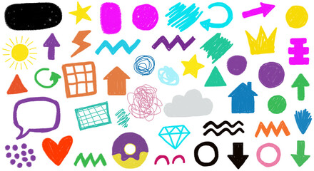 Illustration of colorful hand drawn doodle isolated on transparent background