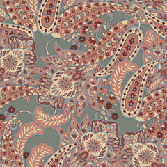 Madhubani, Kalamkari, Chinz, and Kani seamless pattern. Shirting fabric, Ajrakh and Ikat styles. Patola backdrop. Vector Floral allover design