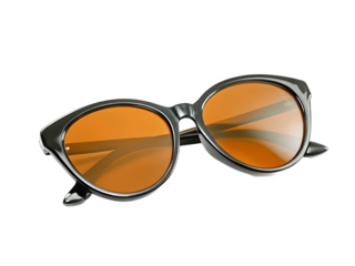 Framed sunglasses with orange lenses isolated on a transparent background eyewear
