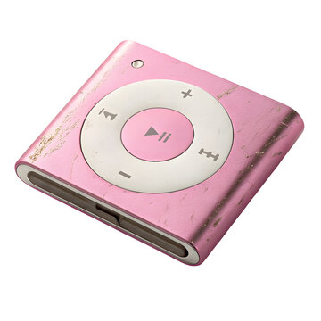 pink small metal square old music player ipod shuf