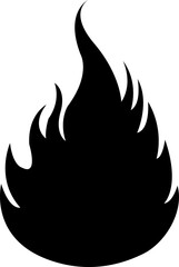 Minimal burning fire flame vector silhouette isolated on transparent background