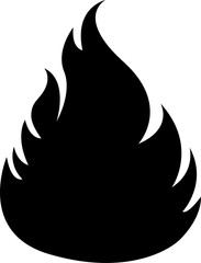 Minimal burning fire flame vector silhouette isolated on transparent background