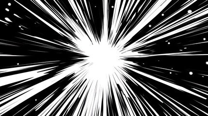 Dynamic Black and White Speed Lines Burst Background