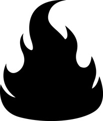 Minimal burning fire flame vector silhouette isolated on transparent background