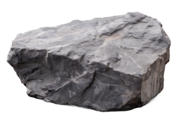 Large grey rock with rough texture isolated on a transparent background stone natural