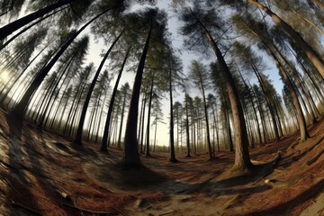 Naklejka premium Dry ever green forest landscape panoramic outdoors.