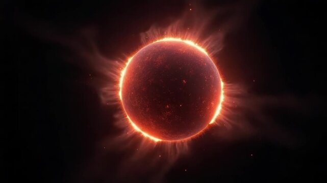 Glowing dynamic waveform energy sphere from particles flowing on black abstract background. Digital futuristic plasma orb in space. Sci fi fantasy magic circle screensaver. 4k 60fps looped graphic.