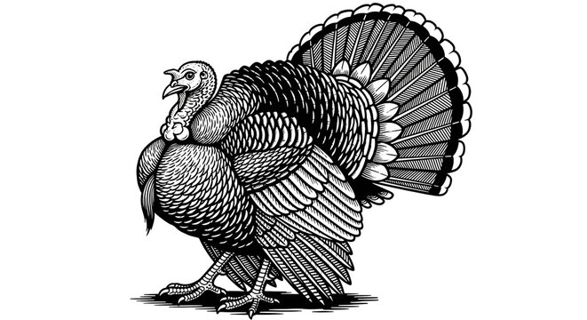 Illustration of a wild turkey isolated on transparent background