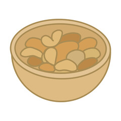 flat bowl with nuts, vector