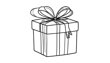 Obraz premium Simple black and white gift box with a ribbon