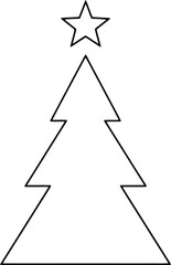 Elegant Christmas Tree Line Art with Star Topper, Perfect Vector Asset for Holiday Designs