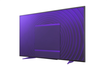 Purple abstract pattern on screen smart tv isolated on a transparent background television