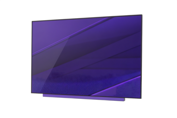 Purple abstract screen on thin bezel television isolated on a transparent background