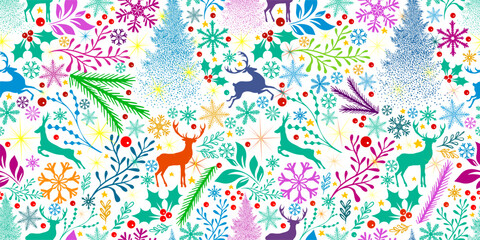 Seamless on the light background christmas colorful. Not AI. Vector illustration