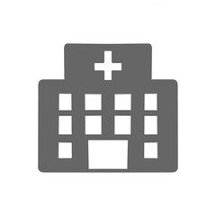 Fototapeta premium Hospital building icon with medical cross / 十字マーク付き病院建物のピクトグラム