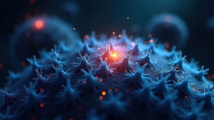 Targeted Therapy Concept with Abstract Virus Cell Microscopy Image