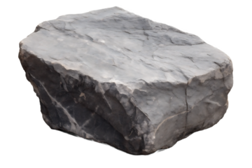 Rough gray marble rock with white veins isolated on a transparent background stone