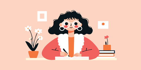 A creative artist diligently at work, meticulously putting pen to paper, illuminated by the warm hues of artistic inspiration.