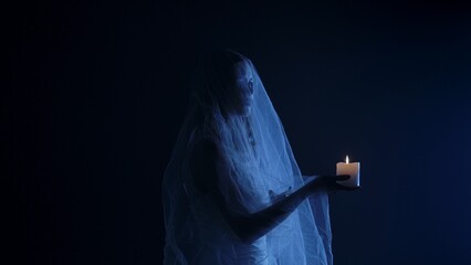 Dead bride ghost in Halloween horror concept