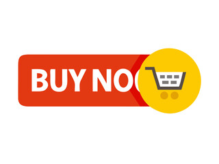 Red and Yellow Buy Now Button Graphic with Shopping Cart Icon e-commerce