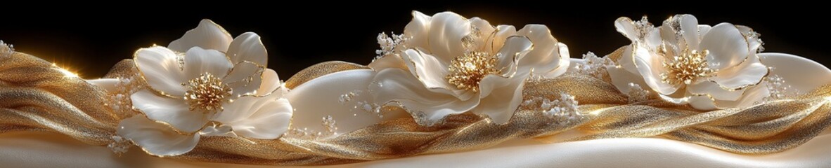 Luxurious Golden Line Cream Background Vector: Golden Wave Pattern for Presentation Design/PPT/Brand Display