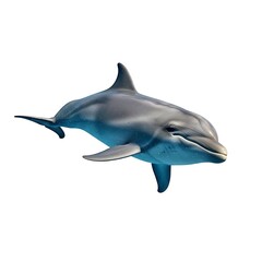 A stylized illustration of a bottlenose dolphin, showcasing its graceful form against a pristine white background.