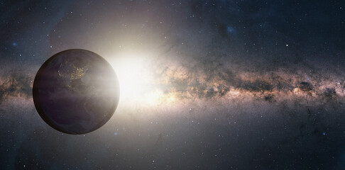 Obraz premium Supernova explosion in the center of galaxy 