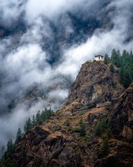 Remote Buddhist Monastery Perched on a Himalayan Cliff with Majestic View