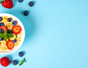 Bowl of cereal with berries and mint