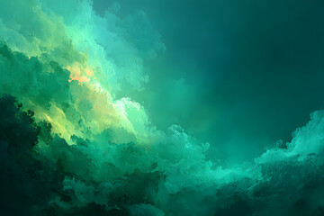 Minimal abstract green background with aesthetic light and shadows