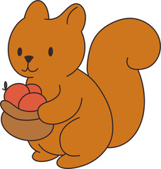 과일바구니를 든 다람쥐