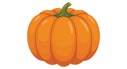 Vibrant orange pumpkin with green stem isolated object for autumn harvest and halloween celebrations isolated on white background
