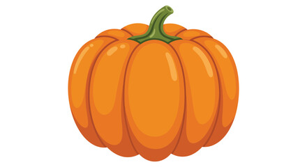 Bright orange pumpkin with green stem perfect for autumn harvest and halloween decorations isolated on white background