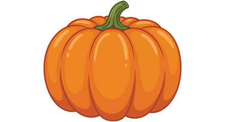Bright orange pumpkin with green stem isolated for autumn harvest and halloween celebration isolated on white background