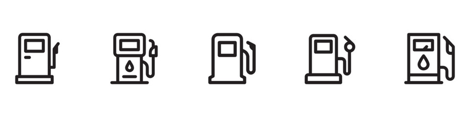 Fuel icon set. Fuel station. Gas station icons or signs. Engine oil icon symbol. Transport collection, petrol fuel. Vector illustration. EPS 10