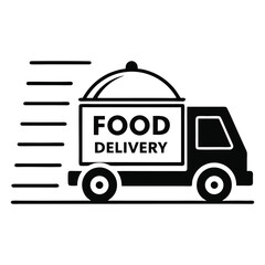 Speedy food delivery truck icon restaurant service fast meal transport graphic 