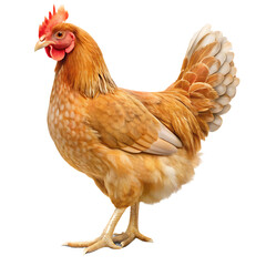 A Single Brown Hen Standing Profile on a Transparent Background chicken bird isolated on a transparent background