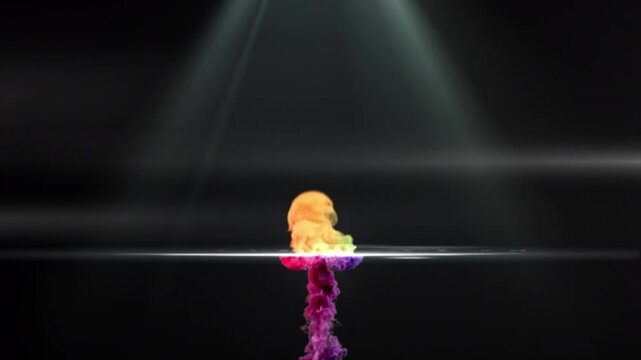 Abstract logo reveal with fire and ice effect. blue and red smoke collide around a sphere for logo placement