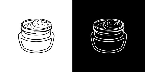 Outline drawing of a cosmetic jar filled with cream.