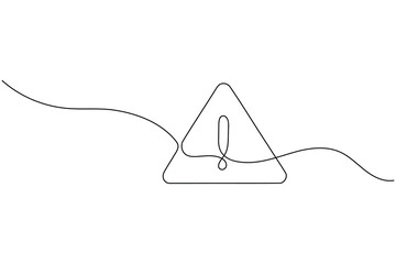 Danger warning sign exclamation mark triangle one line drawing  and minimalist style isolate outline vector illustration