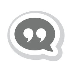 Quotes in speech bubble vector sticker. Chat balloon and quotation marks 3d icon.