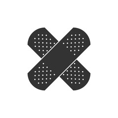 Band aid graphic icon. Crossed plasters symbol. Wound band graphic sign isolated on white background. Vector illustration 
