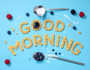 Breakfast message spelled out with cereal
